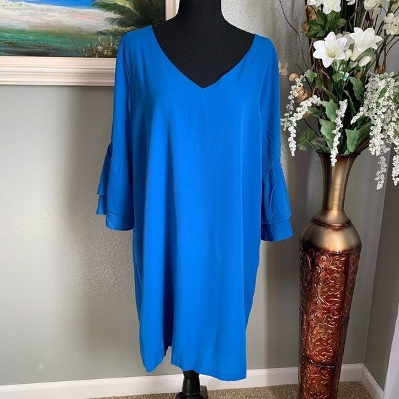 Belongsci Royal Blue Arm Ruffle Dress Size XL/2 - Picture 11 of 17